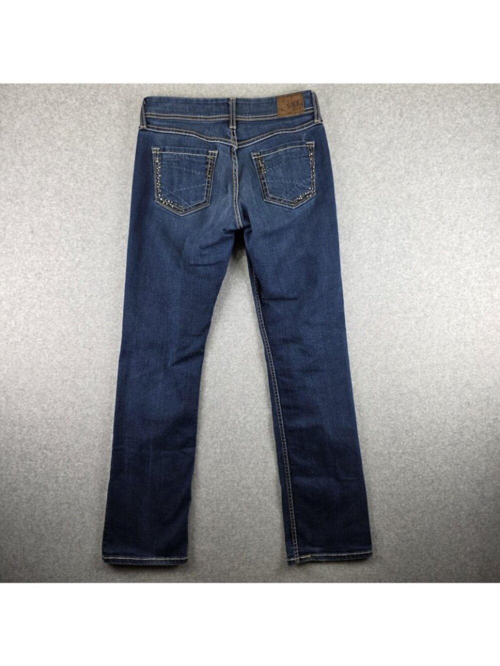 BKE Harper Bootcut Jeans Womens 28 Blue Stretch Denim Buckle Rhinestone Pocket - Picture 2 of 10